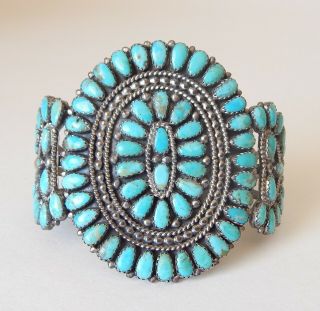Vintage Navajo Sterling Turquoise Cuff Bracelet Signed LMB Larry Moses Begay 2
