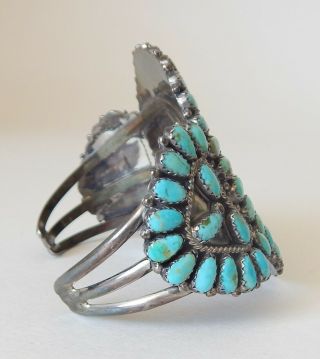 Vintage Navajo Sterling Turquoise Cuff Bracelet Signed LMB Larry Moses Begay 8