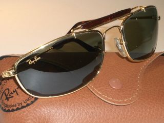 Vintage B&l Ray Ban W1709 1994/96 Gold/tort G15 Olympic Wrap Aviator Sunglasses
