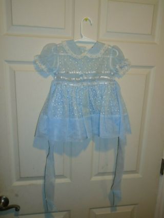 Vintage Girls 1950s Sheer Nylon Party Dress For Ideal Patti Penny Playpal Doll