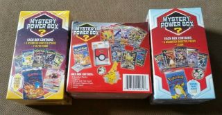 3 Pokemon Mystery Power Boxes Factory 15 Booster Packs Vintage,  Base set 2
