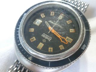 Large Vintage Zodiac Seawolf Sea Wolf Watch Automatic Stainless Date 12