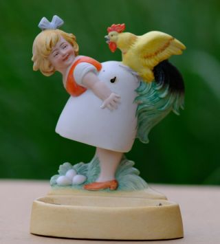 Rare Bisque Schafer & Vater Naughty Girl And Chicken Knodder Ca.  1900