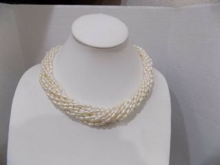 Vintage Estate Fresh Water Pearl Ten Strand Necklace 14k Solid Gold Clasp 18 "
