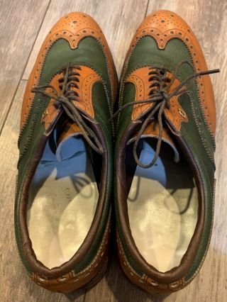 Vintage Footjoy Classics Golf Shoes Wingtip Mens Size 10.  5 C Brown Green Leather 3