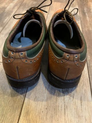Vintage Footjoy Classics Golf Shoes Wingtip Mens Size 10.  5 C Brown Green Leather 4