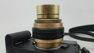 Som Hermagis 70mm f1.  8 Leica M mount Modified Coupled Brass lens Vintage French 2