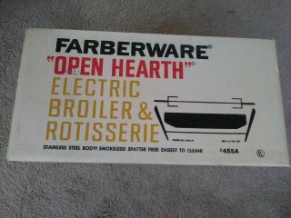 Vtg Farberware 455a Open Hearth Electric Broiler Rotisserie Smokeless Grill