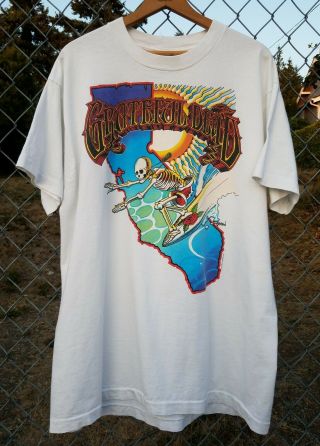 True Vtg 1993 Grateful Dead Surfing Skeleton T - Shirt Xl Rick Griffin 80s 1980s