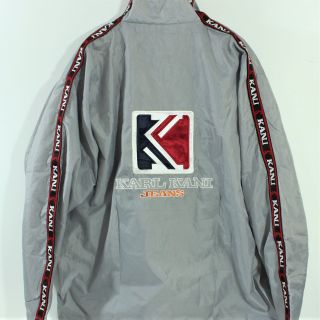 Authentic Vintage Og Karl Kani Tape Windbreaker Jacket Big Logo Size Large Mens