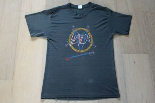 Vintage 1985 Slayer Hell Awaits T - Shirt (xl) Black Metal Tee Vtg 80s Made In Usa