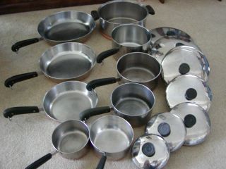 Vtg 60 Year Old 18pc Revere Ware Usa With Double Ring All U.  S.  A.