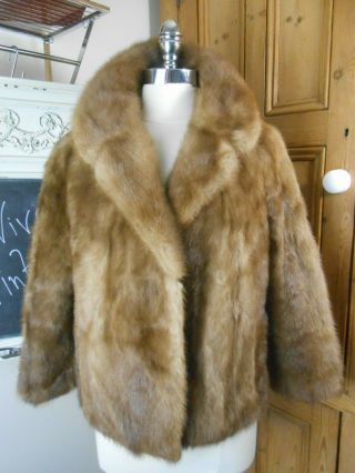 Stunning 50s Vintage Short Real Pastel Blonde Mink Fur Bolero Jacket Coat 12/14