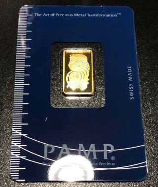 Pamp Suisse Fortuna 2.  5 Gram Fine Gold Bar Bullion In Vintage Assay Card 999.  9
