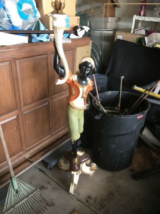 Antique Unique Blackamoor Wooden Statue / Lamp