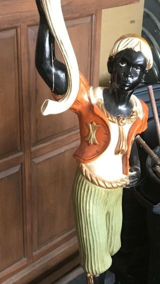 Antique Unique Blackamoor Wooden Statue / Lamp 3