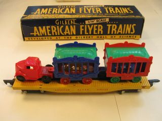 643 American Flyer Circus - Orig Load With Rare " Blue " Lion & Red Truck - Orig Box
