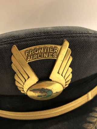 Frontier Airlines Pilot Caps With Badge Wings 1955 - 1963 Vintage