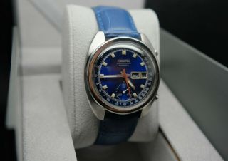 Vintage 1972s Seiko Tackymeter Chrono Auto Blue Dial Cal:6139 - 6040t Watch