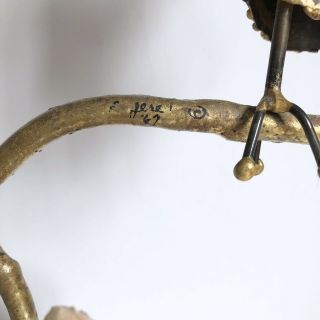 Jere Owl on Branch Brass Onyx Base Sculpture 16” Signed Vtg Mid Century 11