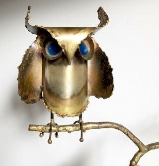 Jere Owl on Branch Brass Onyx Base Sculpture 16” Signed Vtg Mid Century 2