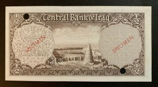 Iraq 1/2 dinar 1959 SPECIMEN banknote UNC VERY RARE 2