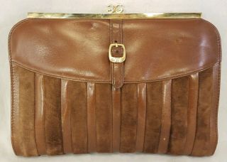 Vintage Gucci Wallet Clutch Brown Leather Suede Size 6.  5x9x1