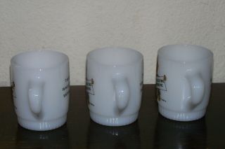 3 VTG Anchor Hocking Stacking Fire King Mugs - Willie Wire Hand - Menard Elec.  IL 4