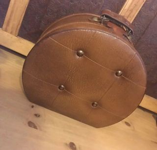 Vintage 40s Wood And Leather Hat Box