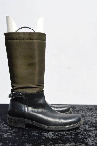 Vintage Prada Riding Boots Size 38 Usa 7 1/2 Mixed Texture Military Boots