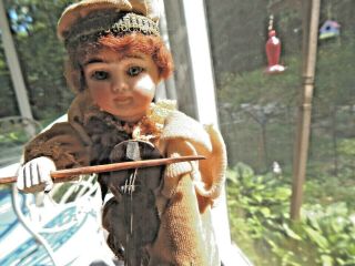 ANTIQUE GERMAN BISQUE DOLL PLAYING VIOLIN WITH HIS DOG 11