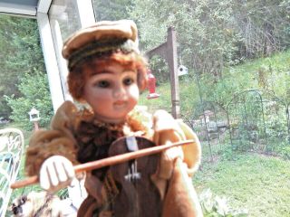 ANTIQUE GERMAN BISQUE DOLL PLAYING VIOLIN WITH HIS DOG 3
