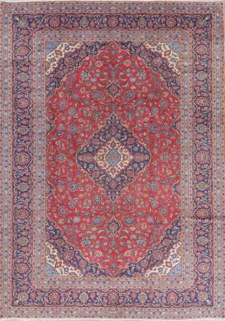 Vintage 8x11 One - Of - A - Kind Traditional Floral Area Rugs Hand - Knotted Red