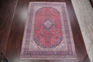 Vintage 8x11 One - of - a - kind Traditional Floral Area Rugs Hand - Knotted RED 2