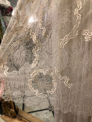 Antique Victorian 1900s handmade lace silk satin wedding dress 4