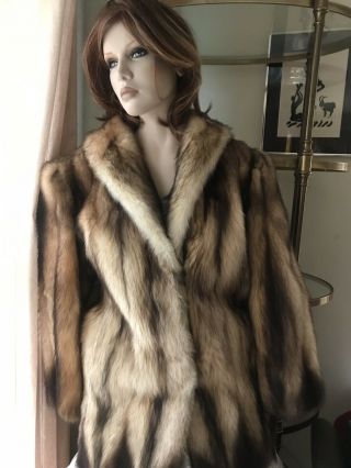 Vintage Fitch Fur Jacket Coat Casual Formal Sable Mink M