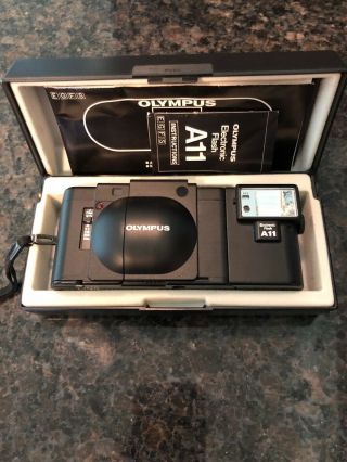 Vintage Olympus Xa 35mm Camera & Olympus A11 Flash With Box
