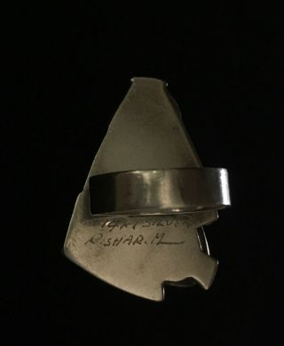 Rare Fine SIGNED ModernIst ARTISAN RISHAR Sterling 14k Gemstone Pearl Ring 5