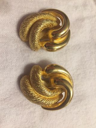 Vintage CHRISTIAN DIOR Earrings Haute Couture Designer Signed Gold 80s Clip 8