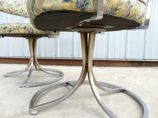 VTG Mid Century CHROME DINETTE DINING CHAIRS & TABLE SET Space Age TULIP SWIVEL 7