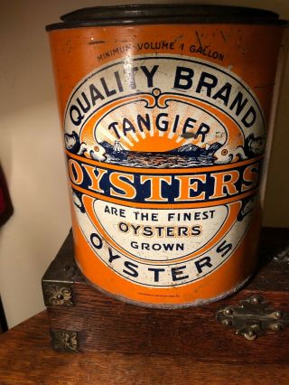 Rare—quality Brand Tangier Oysters—gallon Can Crisfield Maryland Oyster Tin Can