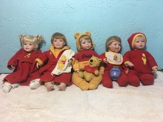 Ashton Drake Disney Winnie The Pooh Doll Collectibles Set Of Five