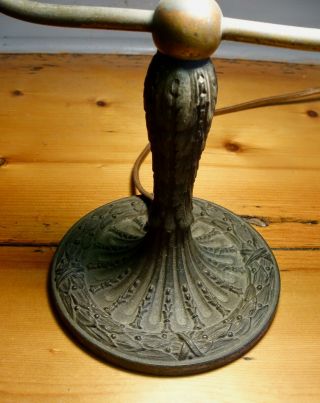 Vintage Mission Arts and Crafts - Slag Glass and Bronze Student Lamp 7
