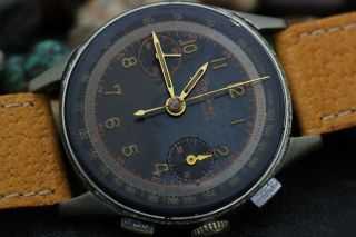 Vintage Parker Decathlon Chronograph Valjoux 22 Gilt Dial Military Chronograph