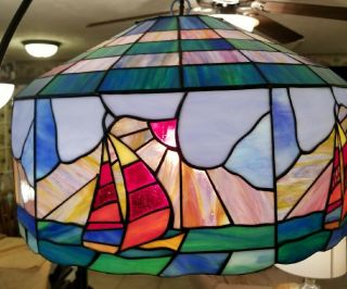 Vintage Tiffany Style Hanging Stained Glass Ceiling Light Lamp Shade