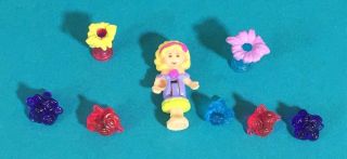 Polly Pocket Sweet Roses Mini Doll Figure Vases Flower Stopper Vintage Bluebird 2