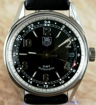 Tag Heuer Carrera Gmt Automatic Wv2113 Re - Issue Stainless Steel 35mm Watch Rare