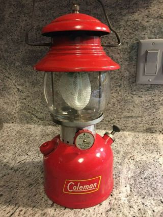 Vintage 1957 Coleman 200a Red Single Mantle Camping Lantern Date Code 7 57