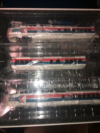 2 Rapido HO Scale Late & Early Amtrak Turbo Train RARE Three cars in each 2