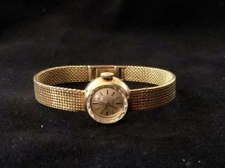 Vtg Ladies Omega Meister 18k Gold Dress Watch 17 Jewel With Case Numbers